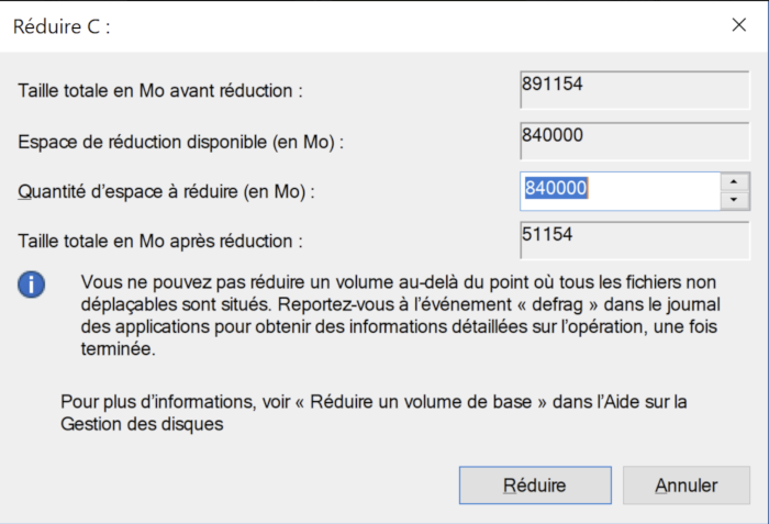 Changer taille partition C: